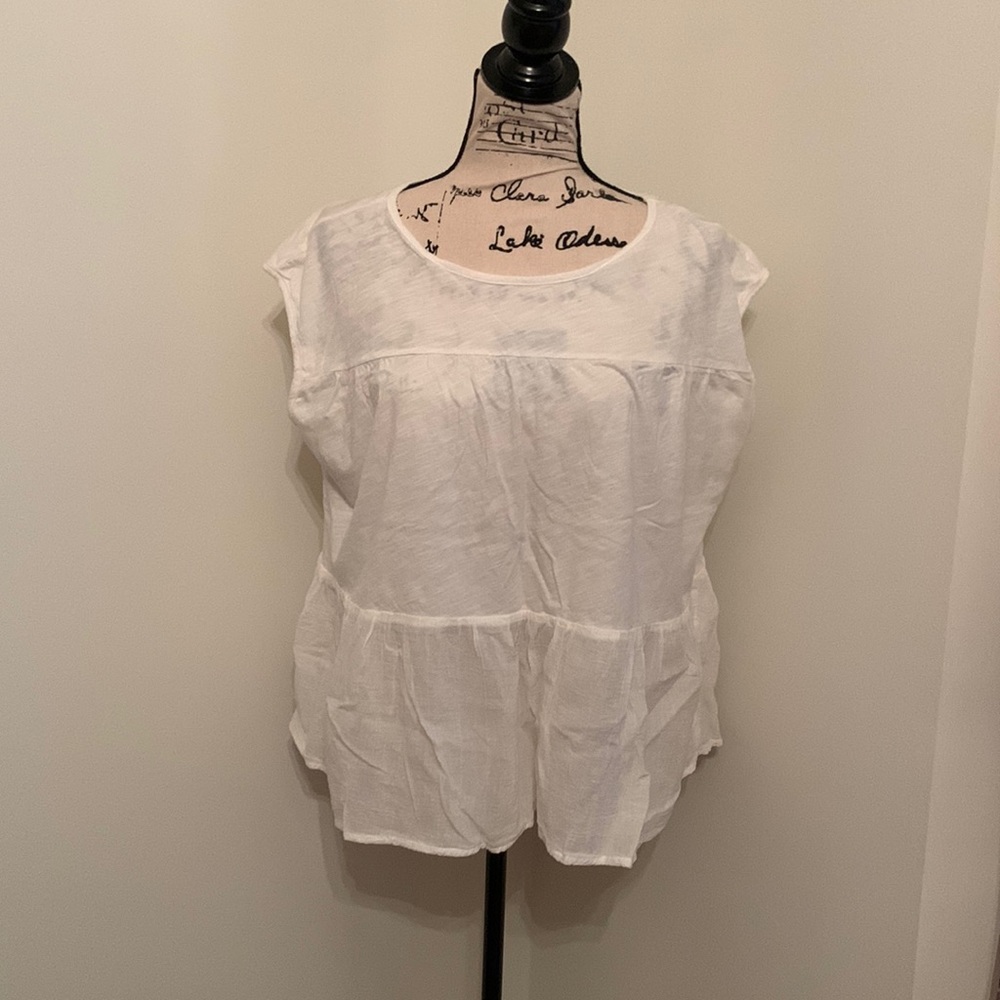 Anthropologie Velvet Babydoll Blouse (White)